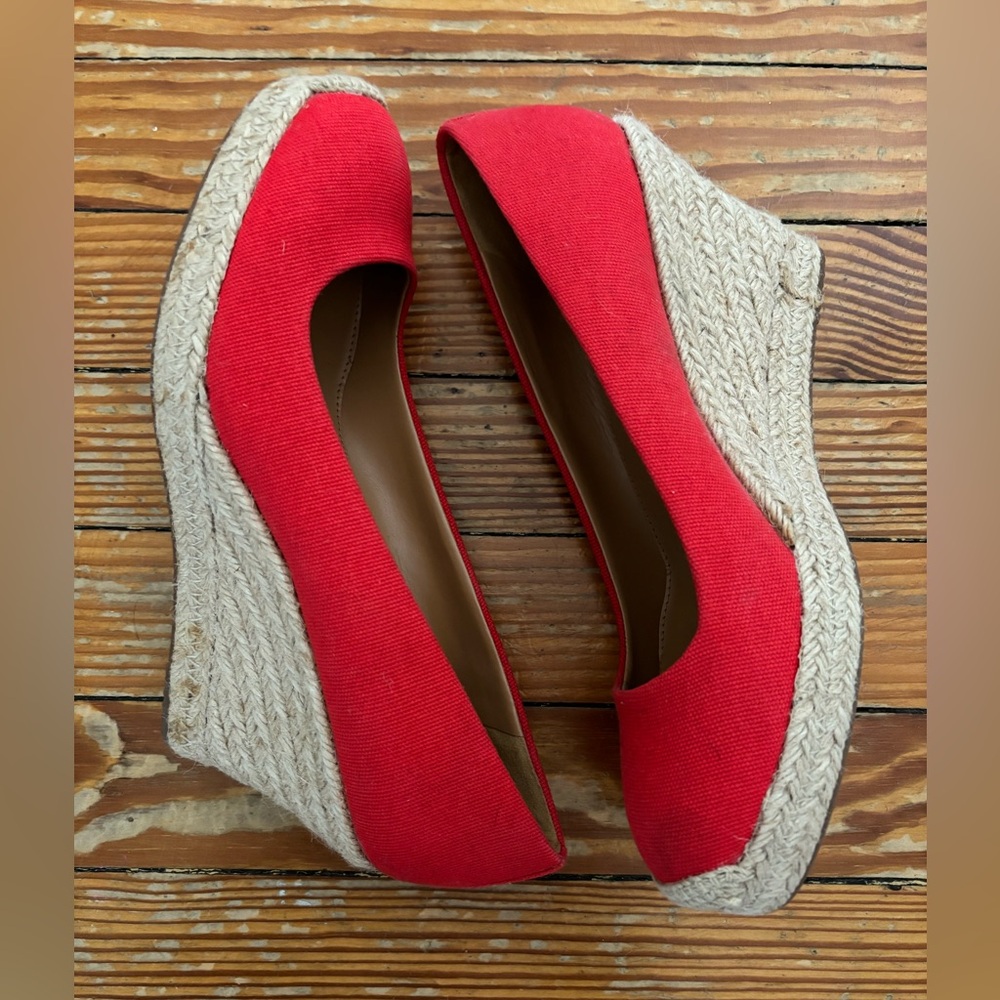 I. Crew Wedge Espadrilles Red Size 9